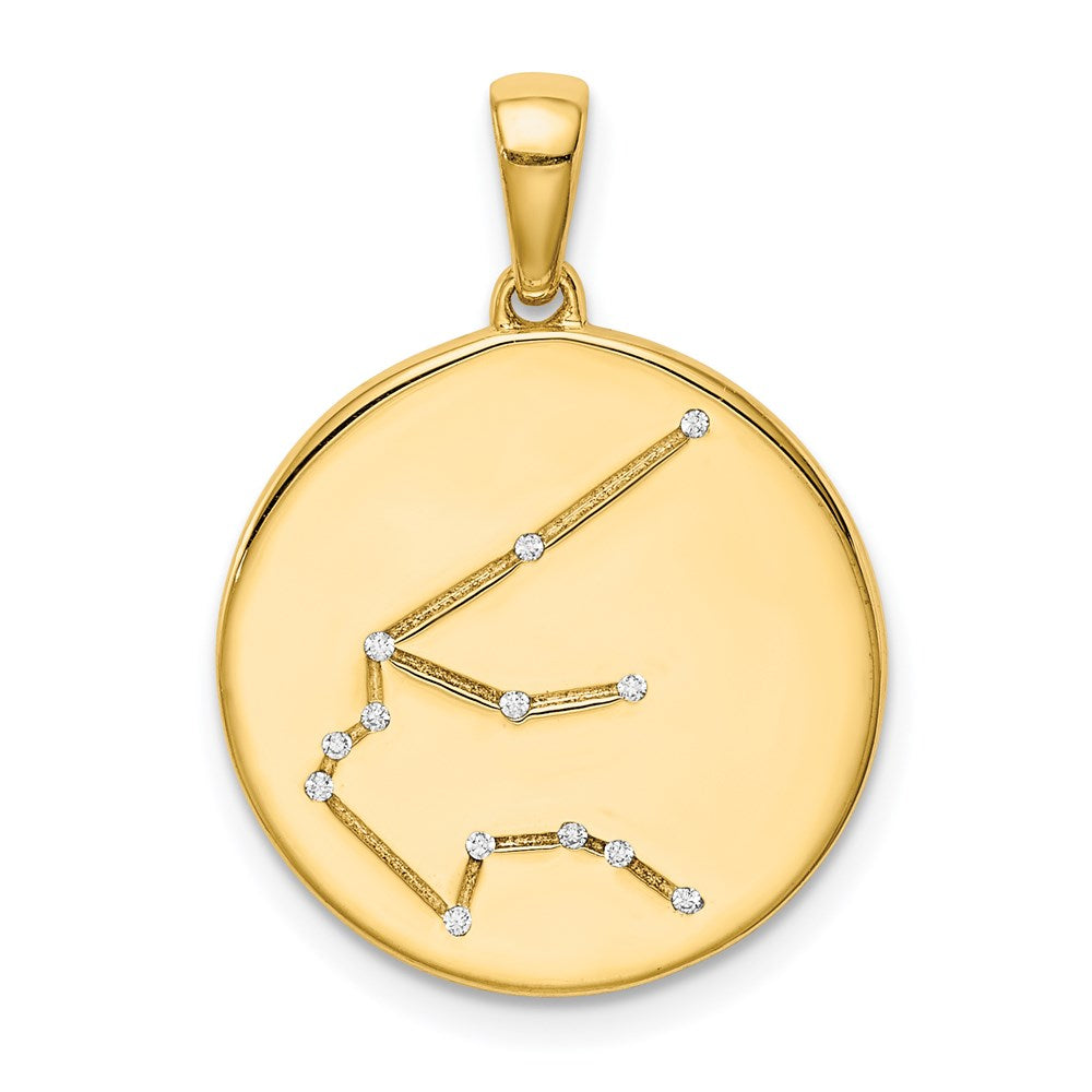 Ss/vergoldet Sterlingsilber Vergoldet & Zirkonia Aquarius Tierkreis Anhänger