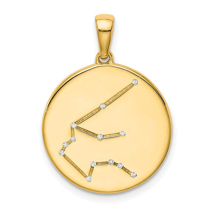 Ss/vergoldet Sterlingsilber Vergoldet & Zirkonia Aquarius Tierkreis Anhänger