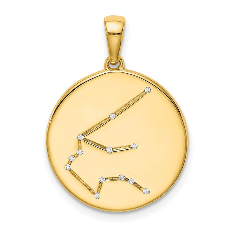 Ss/vergoldet Sterlingsilber Vergoldet & Zirkonia Aquarius Tierkreis Anhänger