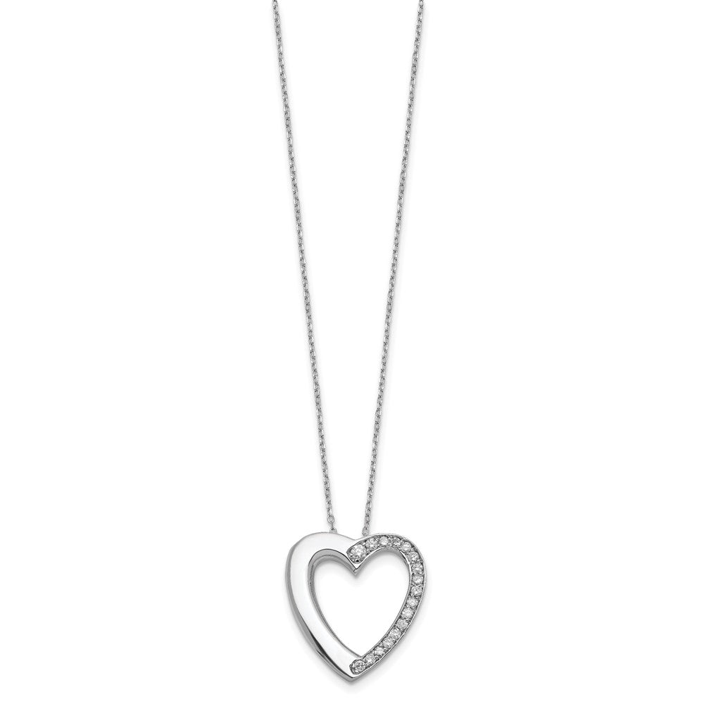 Sterlingsilber Rhodiniert Zirkonia Herz Ash Halter 18 Zoll Halskette
