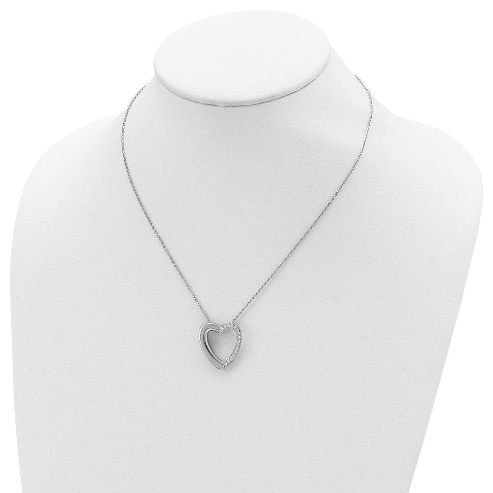 Sterlingsilber Rhodiniert Zirkonia Herz Ash Halter 18 Zoll Halskette