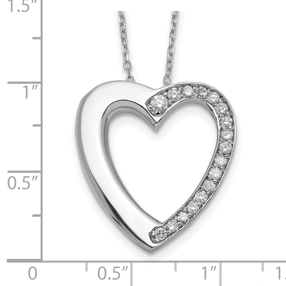 Sterlingsilber Rhodiniert Zirkonia Herz Ash Halter 18 Zoll Halskette