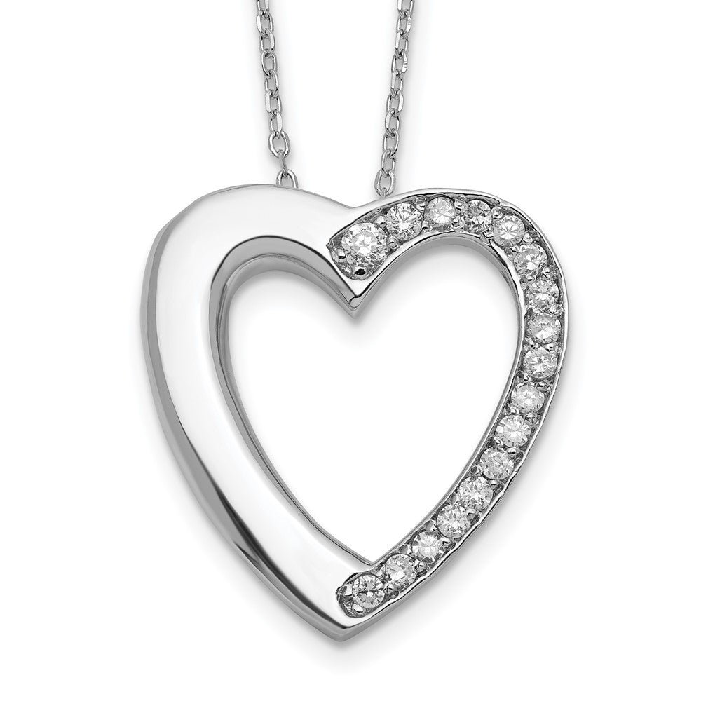 Sterlingsilber Rhodiniert Zirkonia Herz Ash Halter 18 Zoll Halskette
