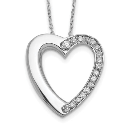 Sterlingsilber Rhodiniert Zirkonia Herz Ash Halter 18 Zoll Halskette