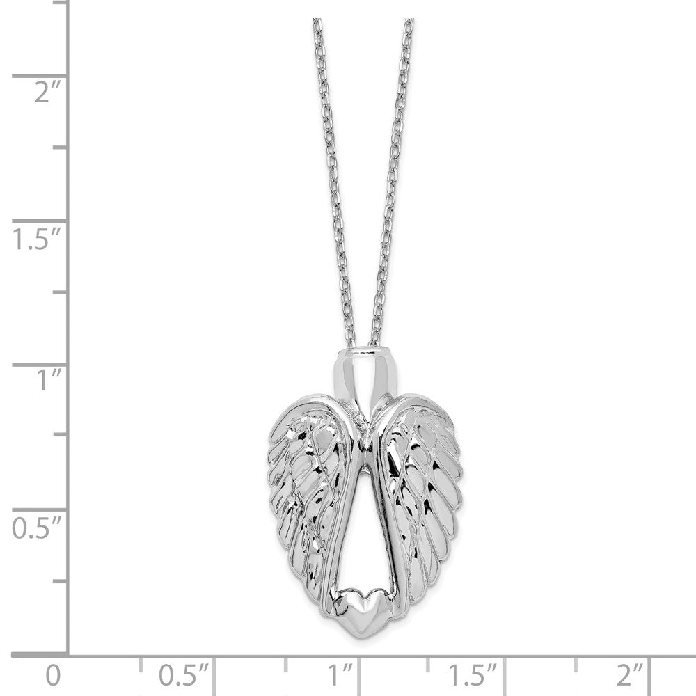 Sterlingsilber Rhodiniert Flügel Ash Halter 18 Zoll Halskette