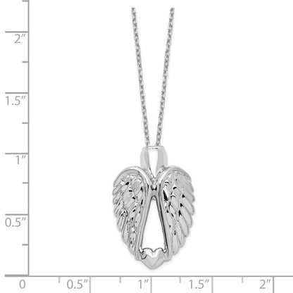 Sterlingsilber Rhodiniert Flügel Ash Halter 18 Zoll Halskette