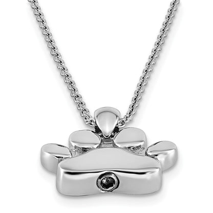 Sterlingsilber Rhodiniert Paw Druck Ash Halter 18 Zoll Halskette