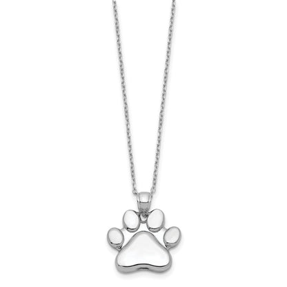 Sterlingsilber Rhodiniert Paw Druck Ash Halter 18 Zoll Halskette