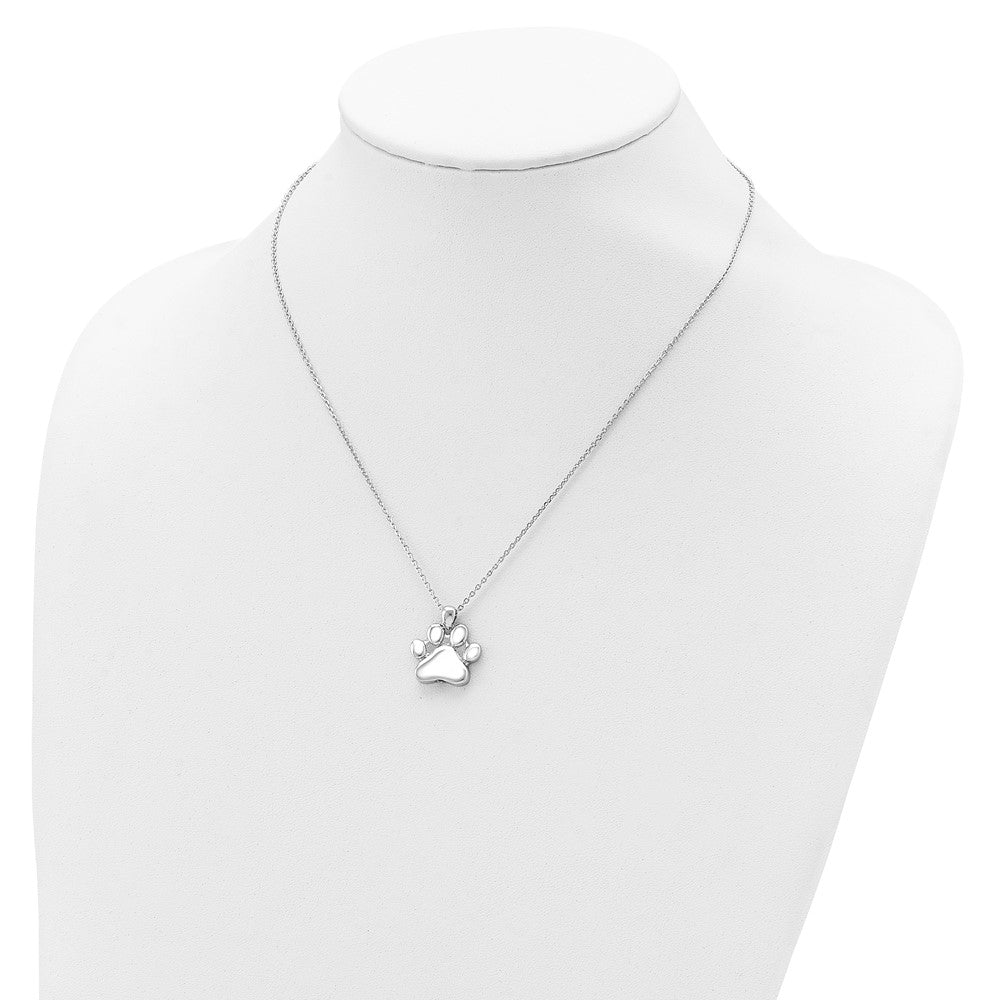 Sterlingsilber Rhodiniert Paw Druck Ash Halter 18 Zoll Halskette