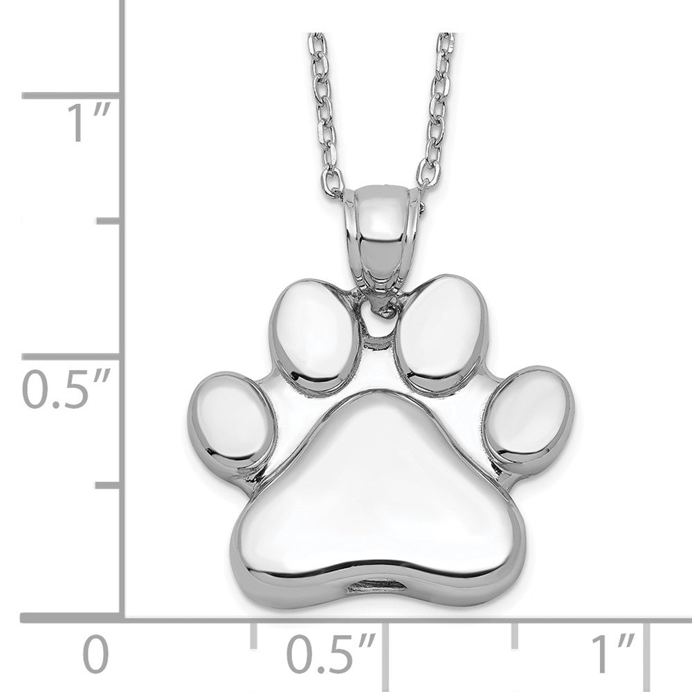 Sterlingsilber Rhodiniert Paw Druck Ash Halter 18 Zoll Halskette