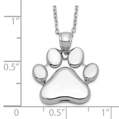 Sterlingsilber Rhodiniert Paw Druck Ash Halter 18 Zoll Halskette