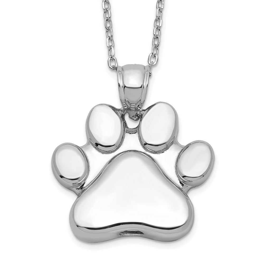 Sterlingsilber Rhodiniert Paw Druck Ash Halter 18 Zoll Halskette