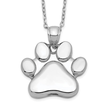 Sterlingsilber Rhodiniert Paw Druck Ash Halter 18 Zoll Halskette