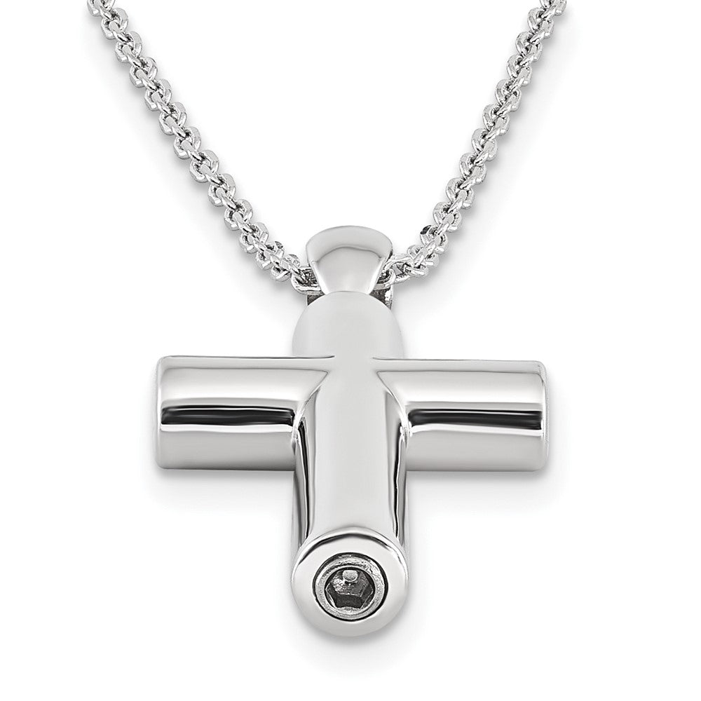 Sterlingsilber Rhodiniert Kreuz Ash Halter 18 Zoll Halskette