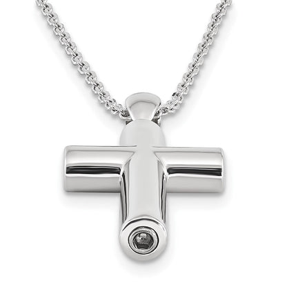 Sterlingsilber Rhodiniert Kreuz Ash Halter 18 Zoll Halskette