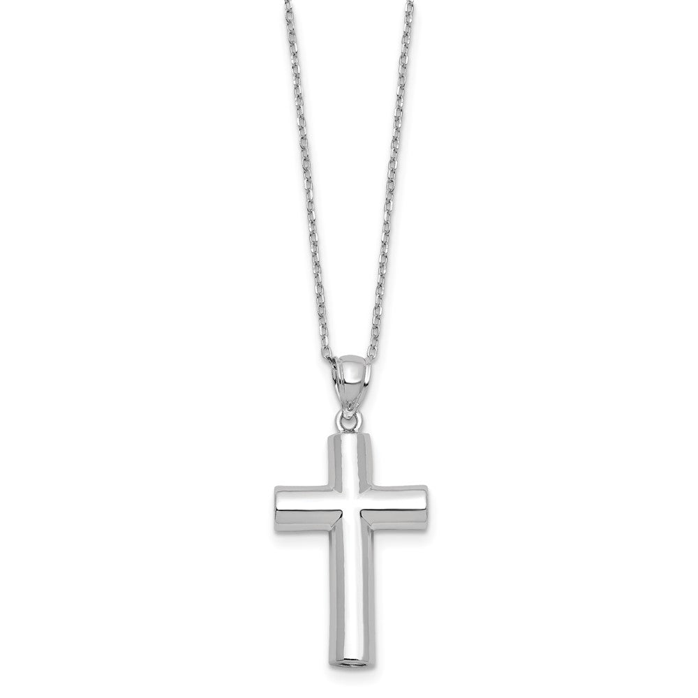 Sterlingsilber Rhodiniert Kreuz Ash Halter 18 Zoll Halskette