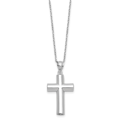 Sterlingsilber Rhodiniert Kreuz Ash Halter 18 Zoll Halskette