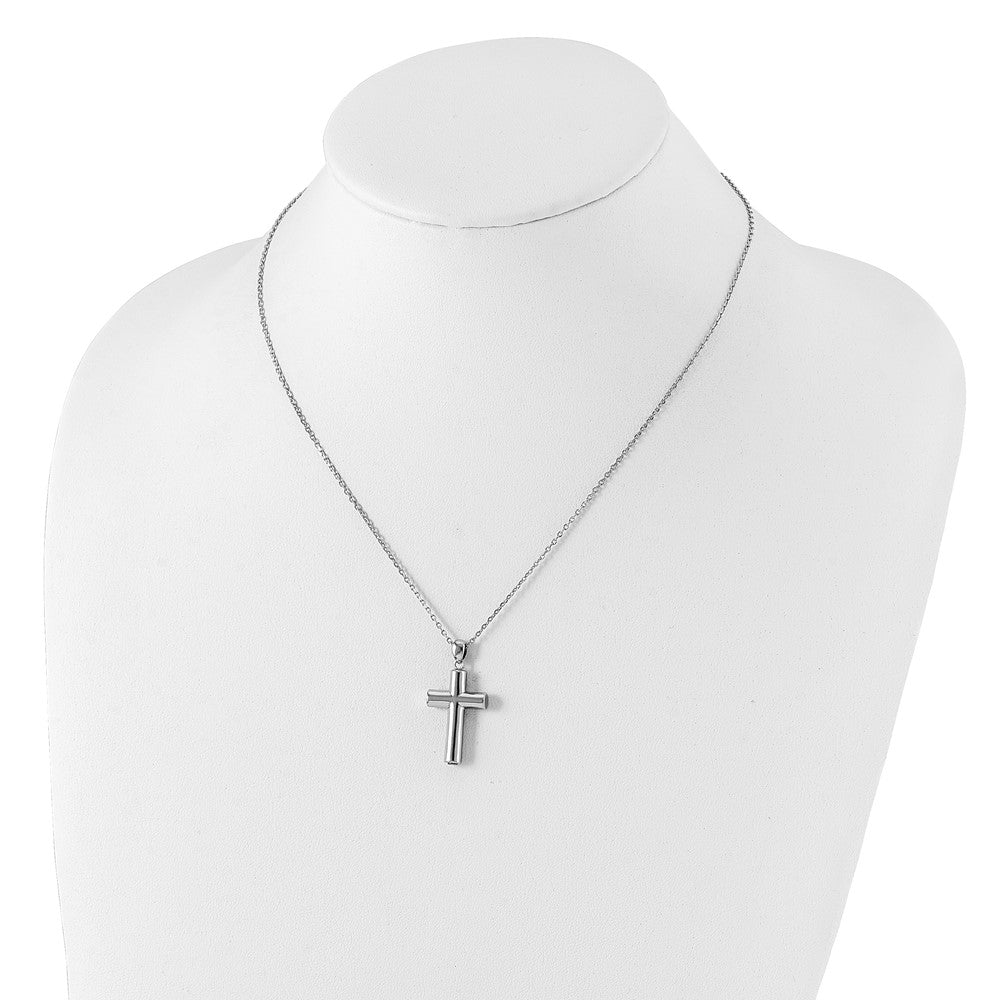 Sterlingsilber Rhodiniert Kreuz Ash Halter 18 Zoll Halskette