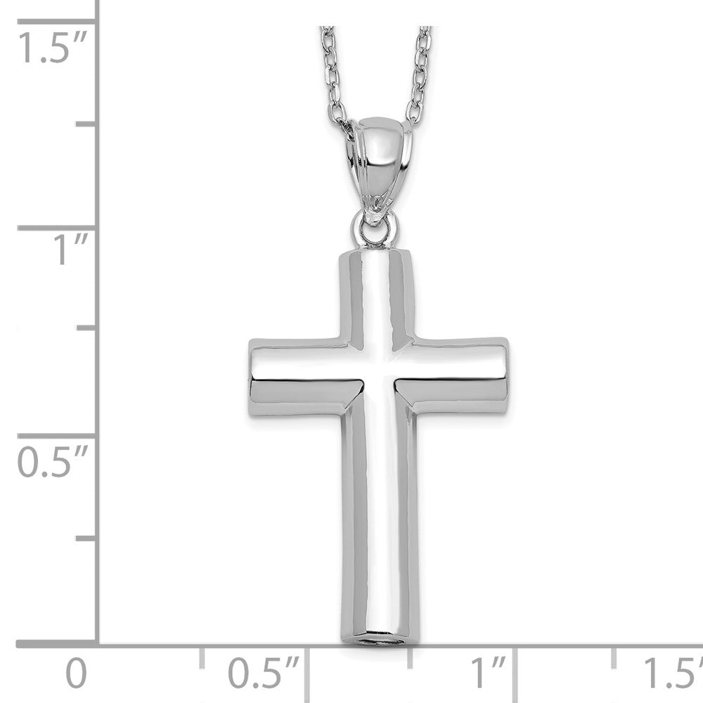 Sterlingsilber Rhodiniert Kreuz Ash Halter 18 Zoll Halskette