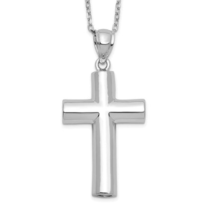 Sterlingsilber Rhodiniert Kreuz Ash Halter 18 Zoll Halskette
