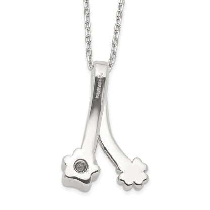 Sterlingsilber Paw Druck und Klee Ash Halter 18 Zoll Halskette