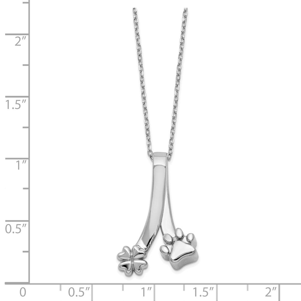 Sterlingsilber Paw Druck und Klee Ash Halter 18 Zoll Halskette