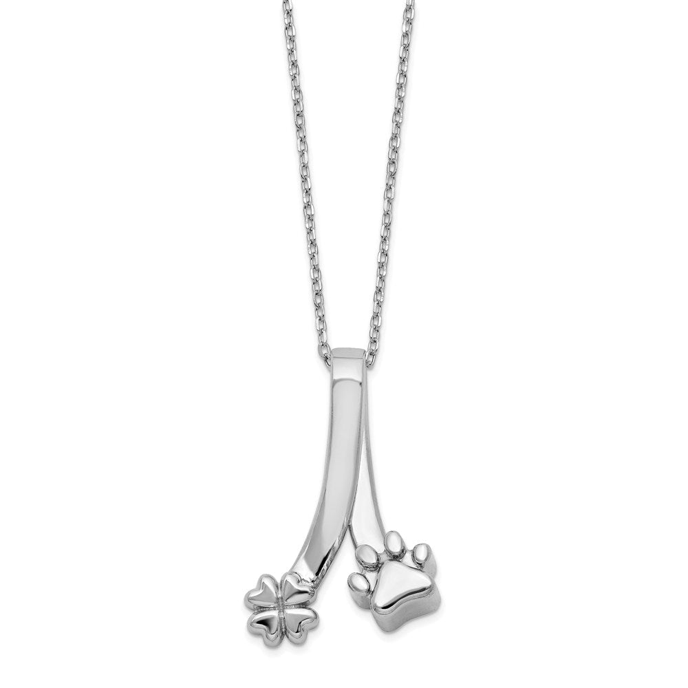 Sterlingsilber Paw Druck und Klee Ash Halter 18 Zoll Halskette