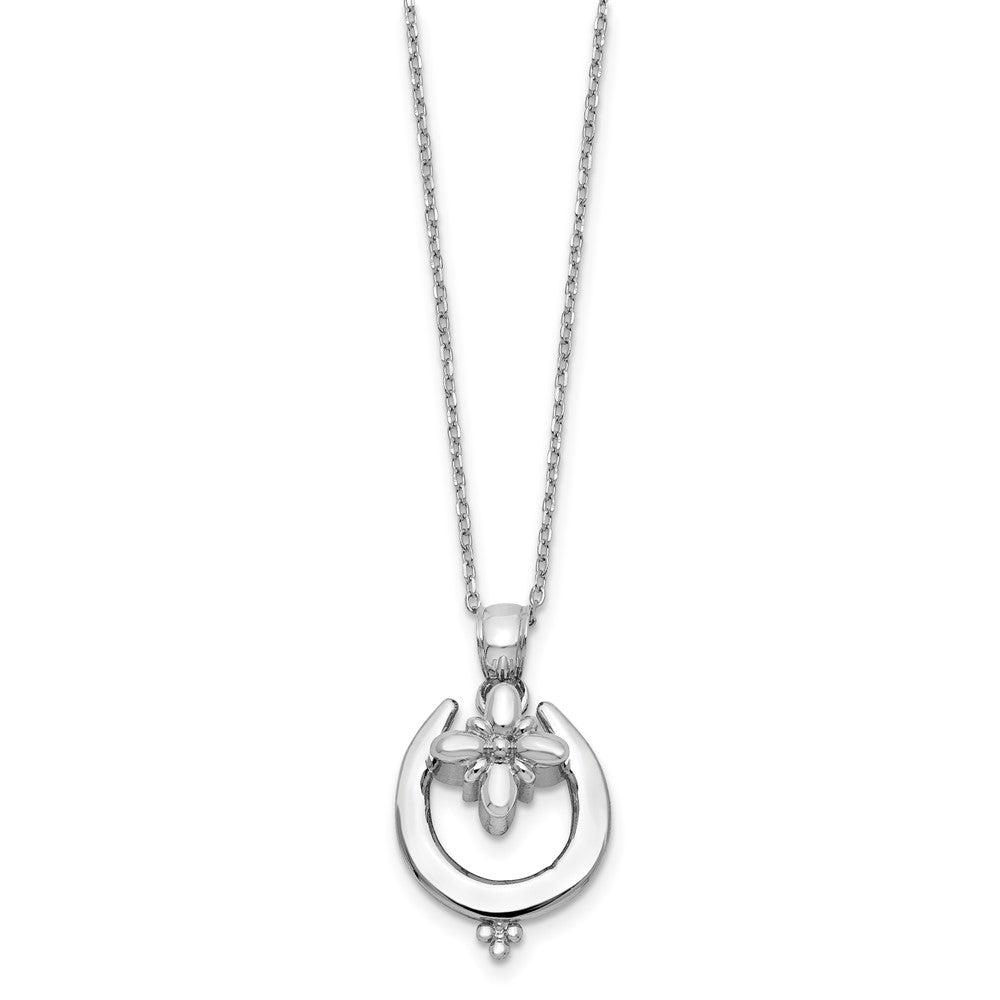Sterlingsilber Rhodiniert Hufeisen Ash Halter 18 Zoll Halskette