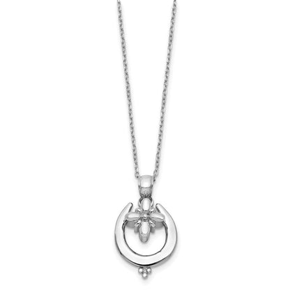 Sterlingsilber Rhodiniert Hufeisen Ash Halter 18 Zoll Halskette
