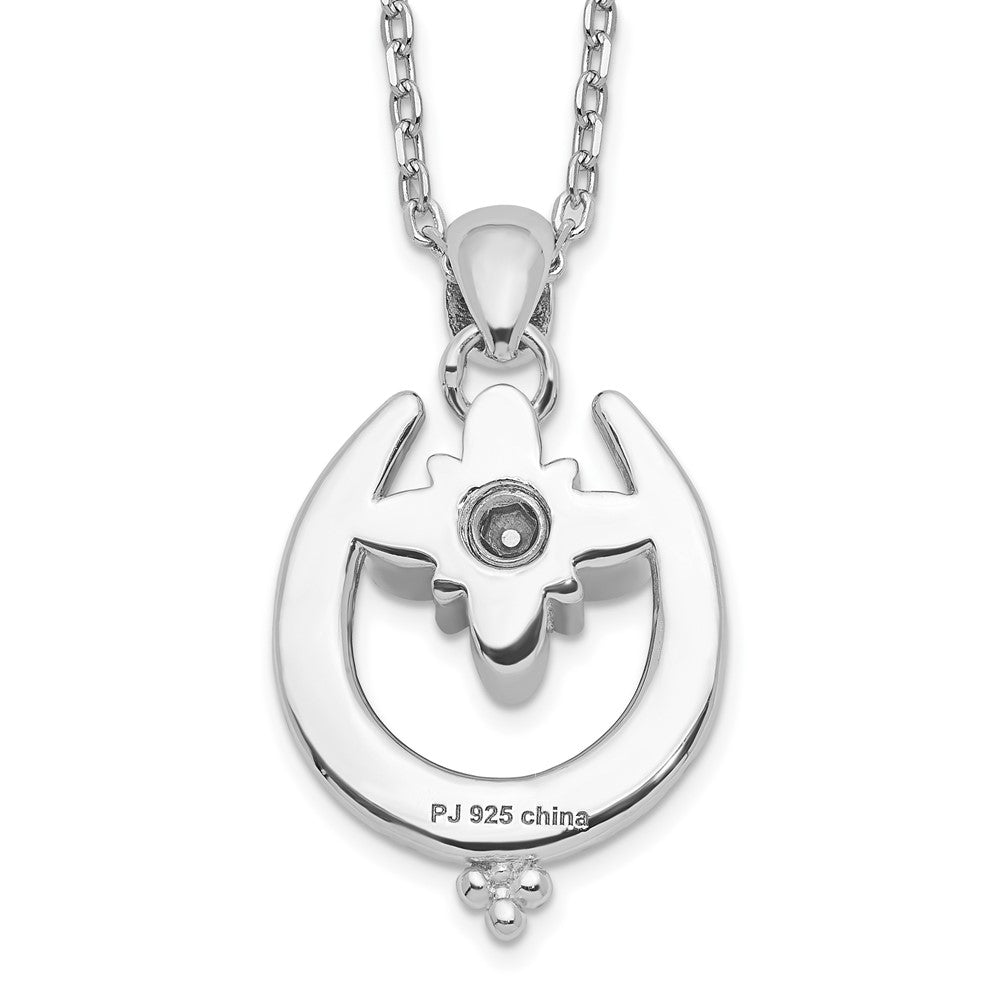Sterlingsilber Rhodiniert Hufeisen Ash Halter 18 Zoll Halskette