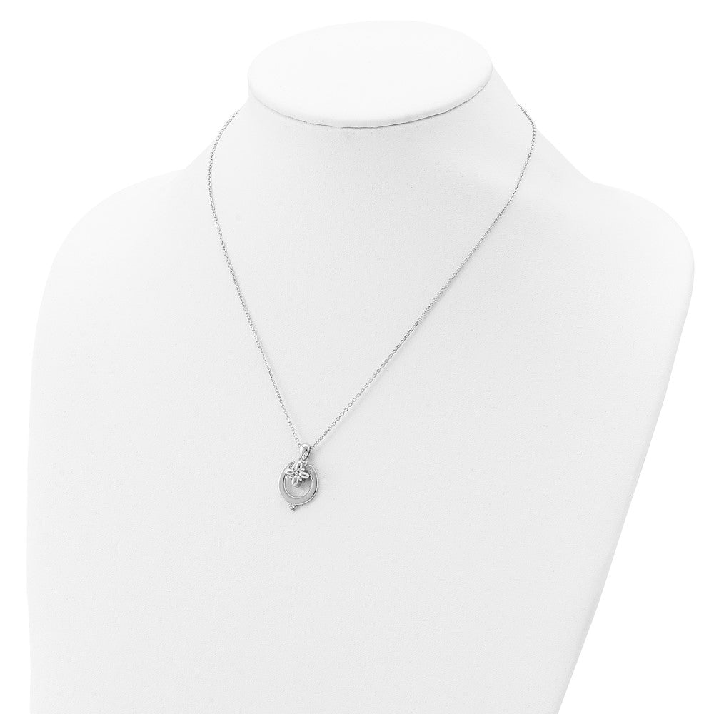 Sterlingsilber Rhodiniert Hufeisen Ash Halter 18 Zoll Halskette