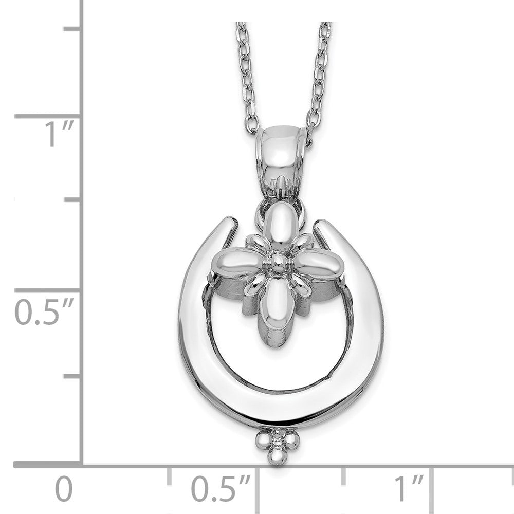 Sterlingsilber Rhodiniert Hufeisen Ash Halter 18 Zoll Halskette