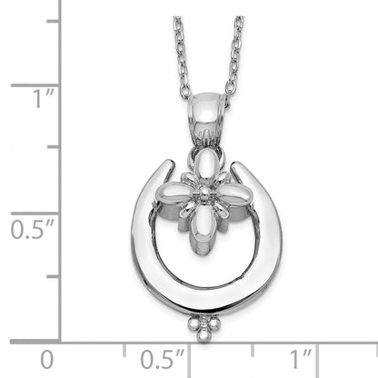 Sterlingsilber Rhodiniert Hufeisen Ash Halter 18 Zoll Halskette
