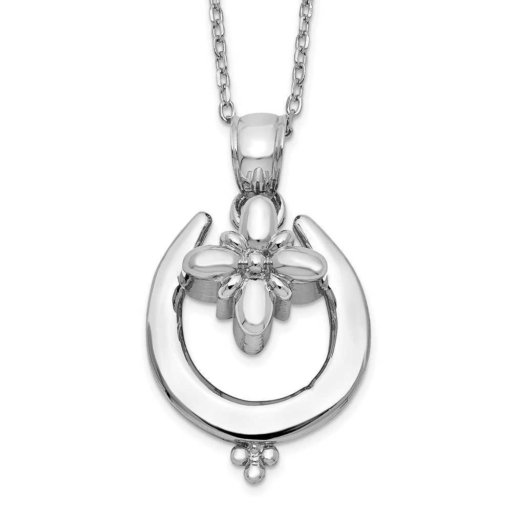 Sterlingsilber Rhodiniert Hufeisen Ash Halter 18 Zoll Halskette