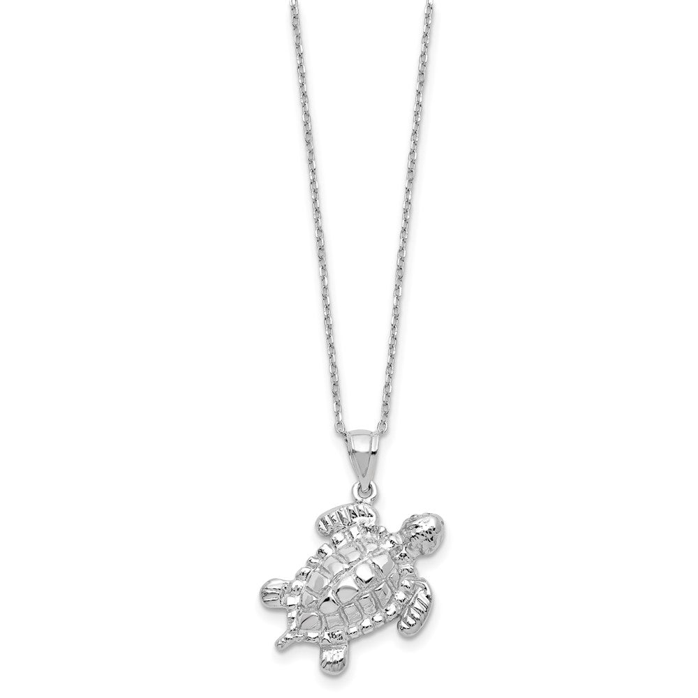 Sterlingsilber Rhodiniert Poliert Schildkröte Ash Halter 18 Zoll Halskette