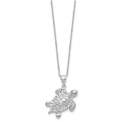 Sterlingsilber Rhodiniert Poliert Schildkröte Ash Halter 18 Zoll Halskette