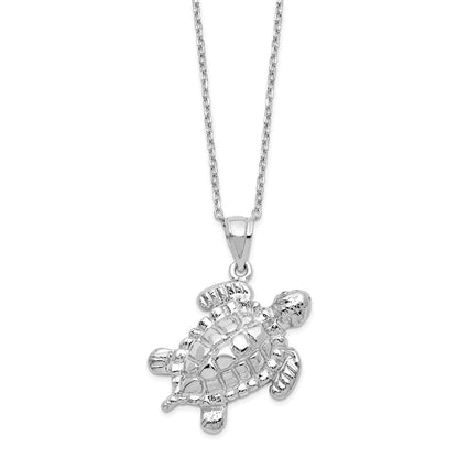 Sterlingsilber Rhodiniert Poliert Schildkröte Ash Halter 18 Zoll Halskette