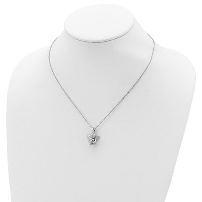 Sterlingsilber Rhodiniert Zirkonia April Geburtsstein Engel Ash Halter 18 Zoll Halskette