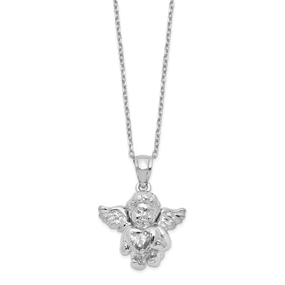 Sterlingsilber Rhodiniert Zirkonia April Geburtsstein Engel Ash Halter 18 Zoll Halskette