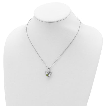 Sterlingsilber Rhodiniert Zirkonia Aug Geburtsstein Engel Ash Halter 18 Zoll Halskette