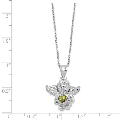 Sterlingsilber Rhodiniert Zirkonia Aug Geburtsstein Engel Ash Halter 18 Zoll Halskette