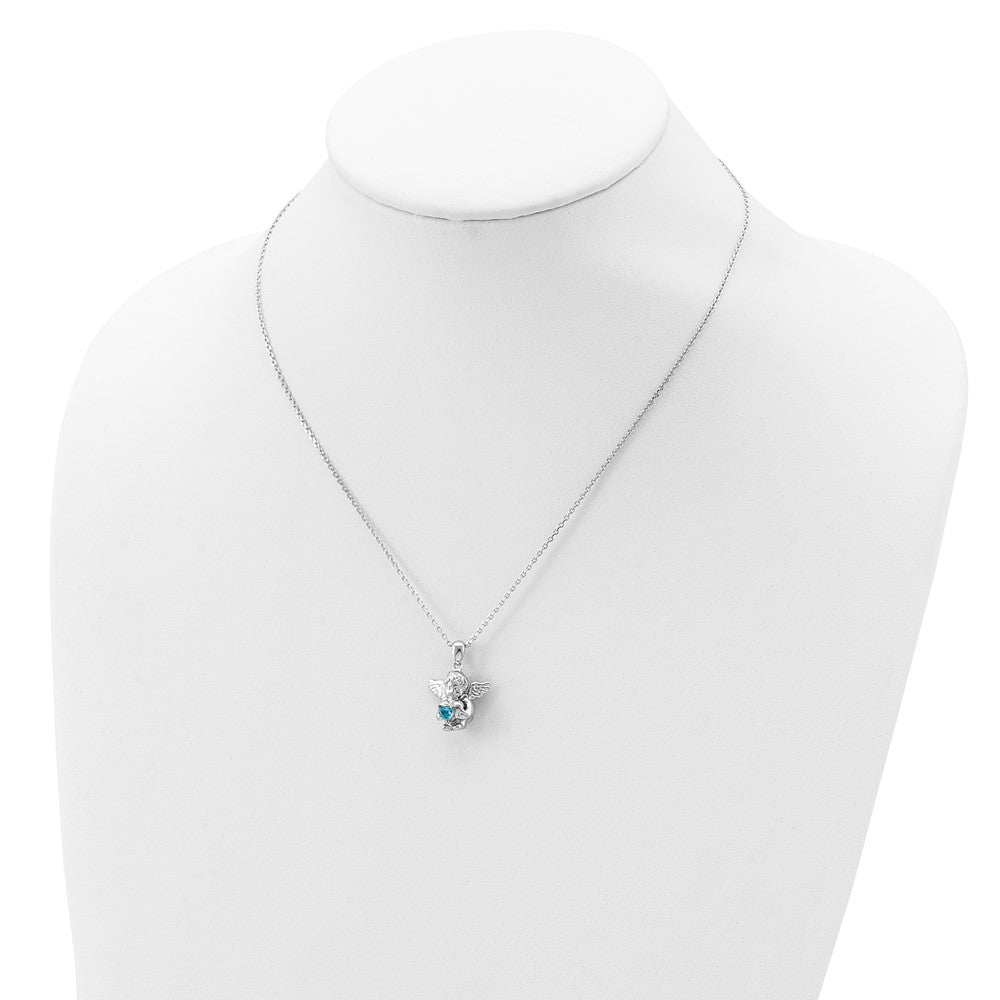 Sterlingsilber Rhodiniert Zirkonia Dec Geburtsstein Engel Ash Halter 18 Zoll Halskette