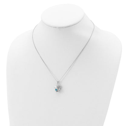 Sterlingsilber Rhodiniert Zirkonia Dec Geburtsstein Engel Ash Halter 18 Zoll Halskette