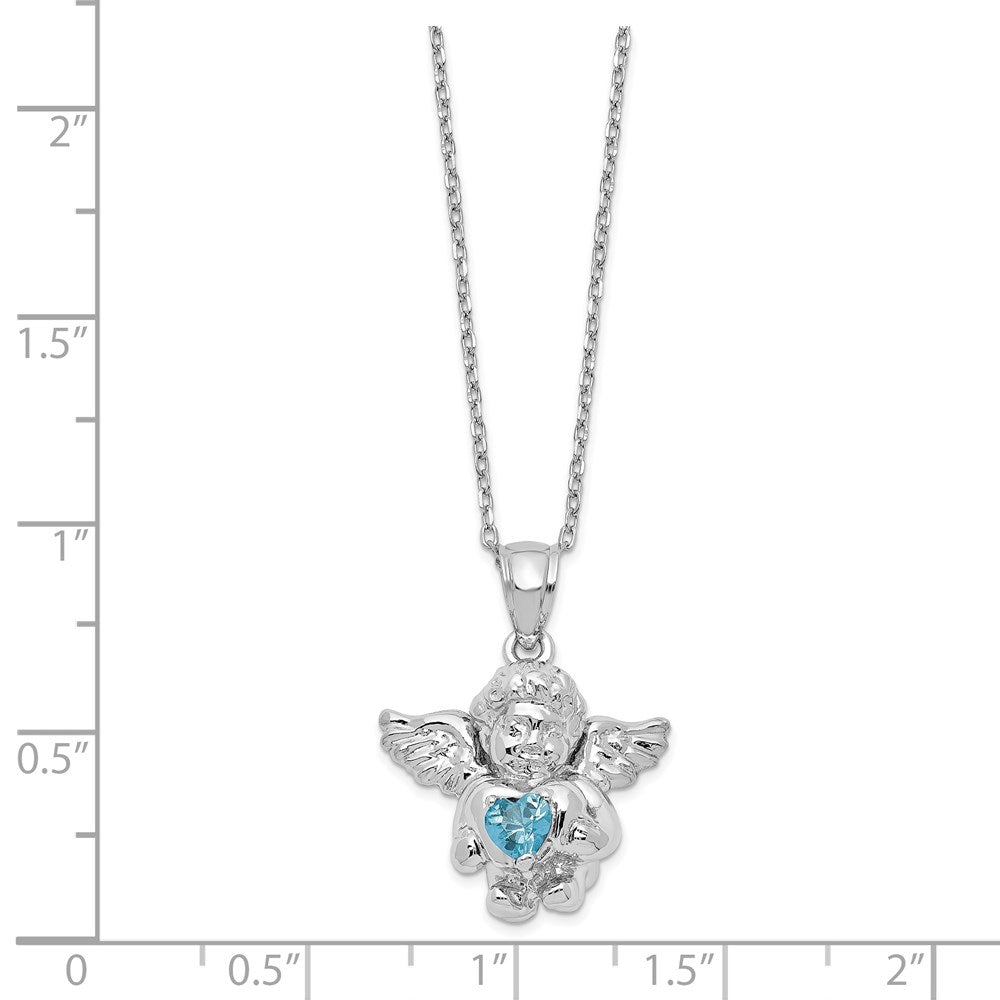 Sterlingsilber Rhodiniert Zirkonia Dec Geburtsstein Engel Ash Halter 18 Zoll Halskette