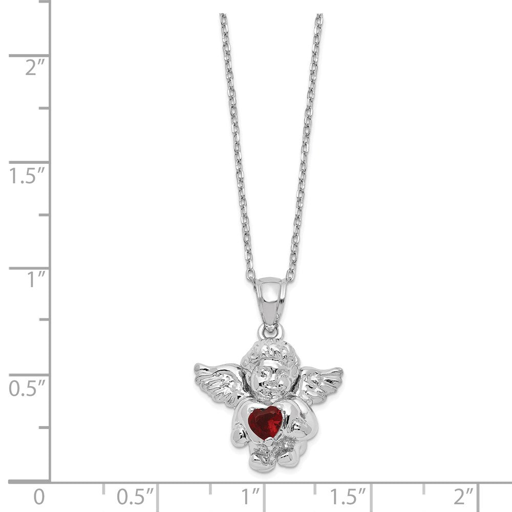 Sterlingsilber Rhodiniert Zirkonia Jan Geburtsstein Engel Ash Halter 18 Zoll Halskette