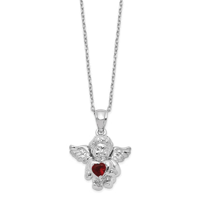 Sterlingsilber Rhodiniert Zirkonia Jan Geburtsstein Engel Ash Halter 18 Zoll Halskette
