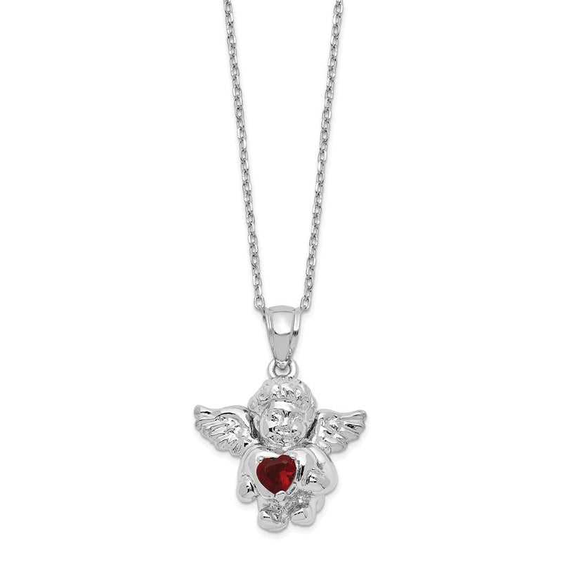 Sterlingsilber Rhodiniert Zirkonia Jan Geburtsstein Engel Ash Halter 18 Zoll Halskette