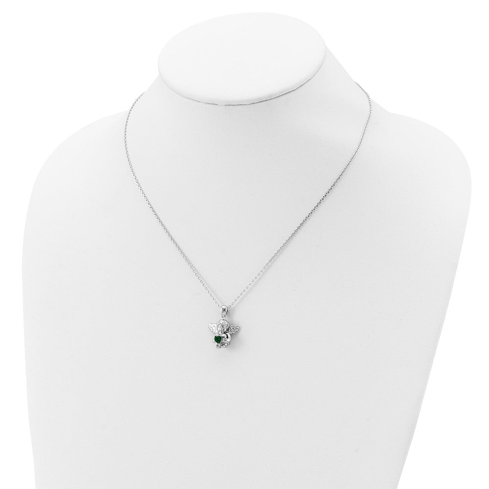 Sterlingsilber Rhodiniert Zirkonia May Geburtsstein Engel Ash Halter 18 Zoll Halskette