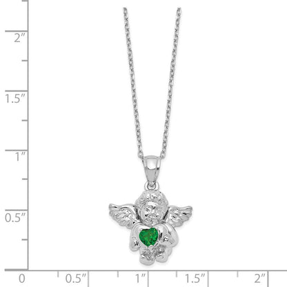 Sterlingsilber Rhodiniert Zirkonia May Geburtsstein Engel Ash Halter 18 Zoll Halskette