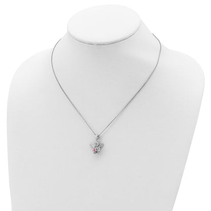 Sterlingsilber Rhodiniert Zirkonia Oct Geburtsstein Engel Ash Halter 18 Zoll Halskette